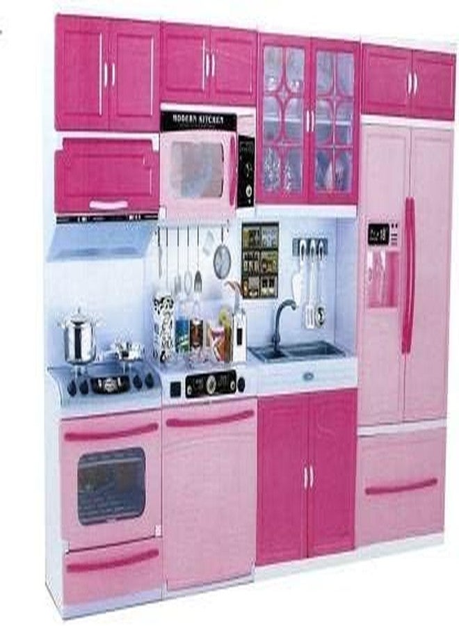 Mahi Enterprise Pretty Girl Dream House Kitchen Set - 4-Layer Big Modern Pretend Kitchen Toy for Girls (Pink) - Image 4